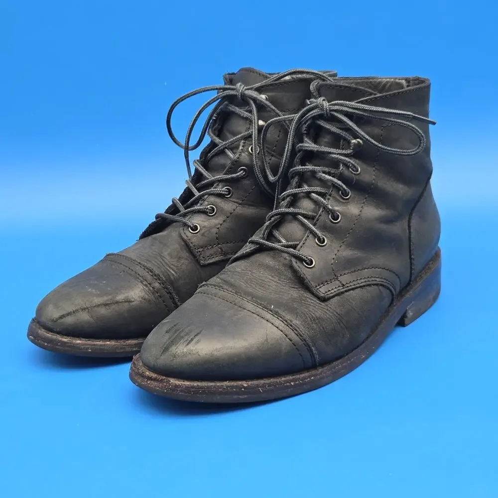 Thursday Captain Men’s Size 10 Black Leather Cap Toe Lace Up Ankle Boots